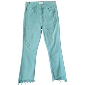 Mother The Insider Crop Step Fray Jeans 26 Icy Blue 26x24" Stretchy Cropped Raw